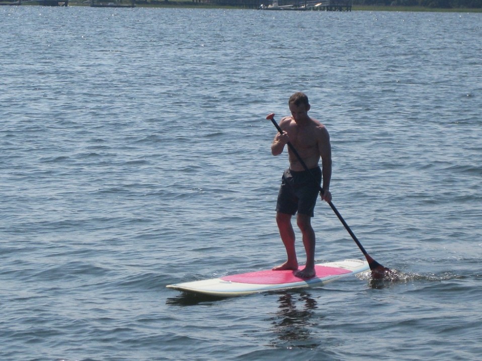 John tries the paddleboard