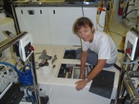 09 Leanne sanding in sea chest (engine room)