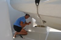 01 Kathy secures the tender with the cables from&nbsp;Naples