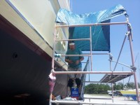 06 Bradley on scaffolding working on scupper&nbsp;doors