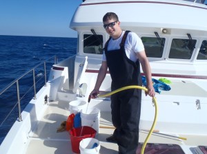 Taylor gets ready to wash the salt off