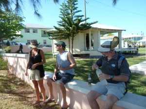 Enjoying local BBQ lunch