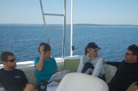 Studying Rules of the road withTyler, Stef and Sid while&nbsp;underway