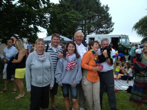 With our Swedish friends and a cute puppy at free concert in Bristol