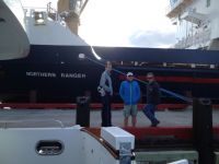 George, Bradley and Matt with the Northern Ranger in Makkovik 2014-07 Labrador –&nbsp;214