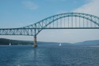 Adventure passing through bridge to exit the Bras d’Or&nbsp;Lakes