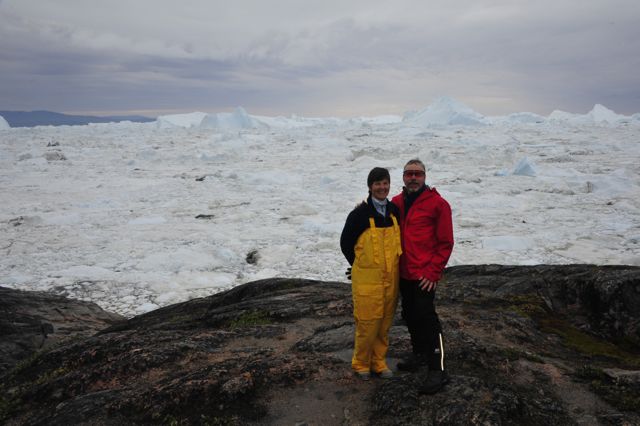 Kathy and Bradley at the Ilulissat Kangerlua (Photo by Steve D'Antonio)