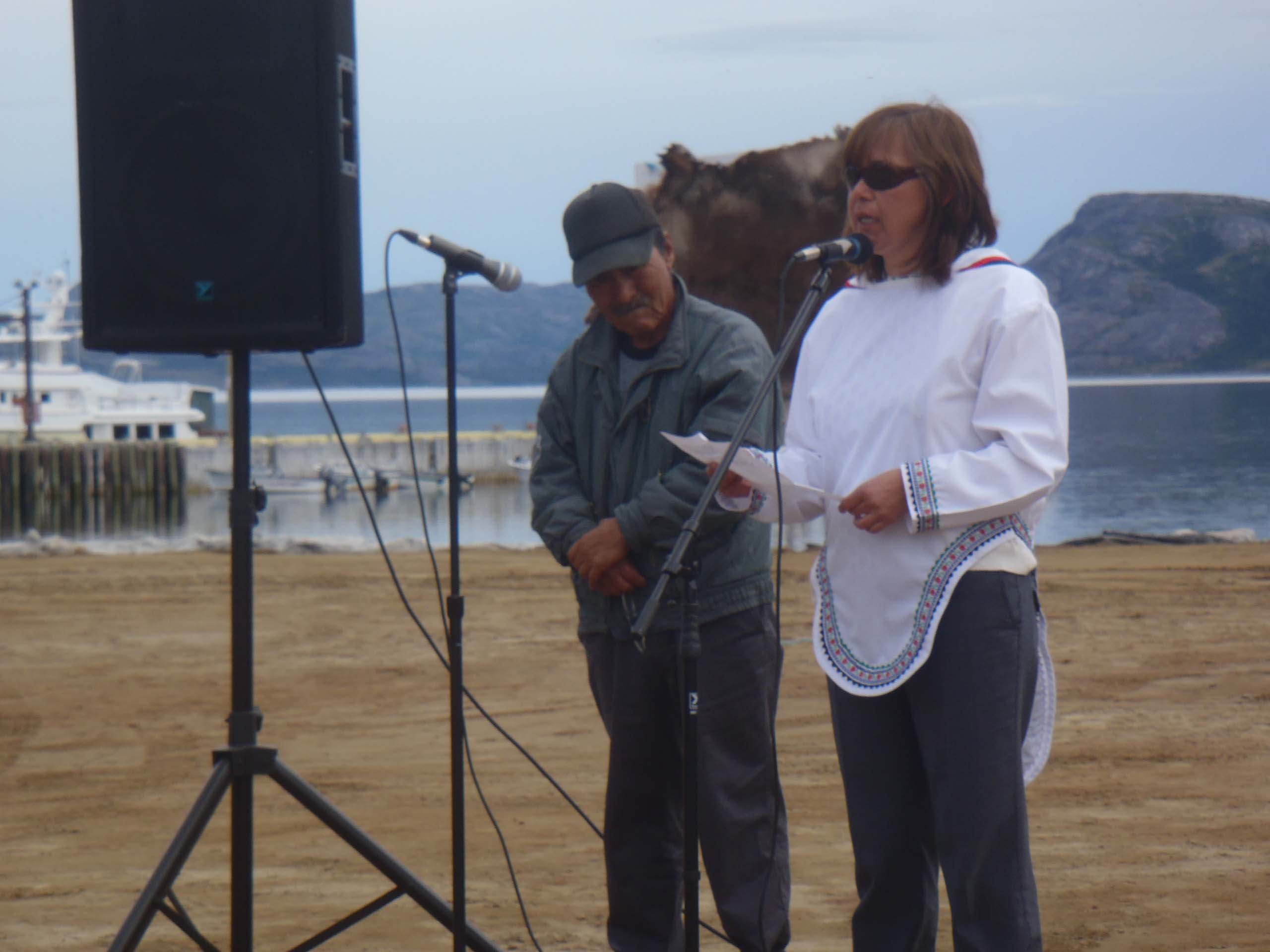 Sarah Leo, President of Nunatsiavut, speaks at the groundbreaking