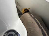 Danny from Moore’s Marine works on the teak&nbsp;decks