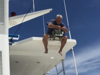Richard (our new crew) changes a light bulb in deck&nbsp;light