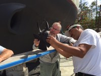 Bradley and Sergio inspect a bow thruster&nbsp;prop