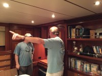 Steve and Bradley working on master cabin&nbsp;lighting