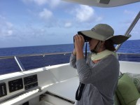 Amparo checks out a boat from the&nbsp;flybridge