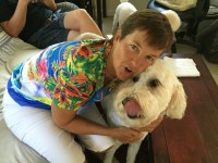 Kathy gets a hug and kiss from Howdy Doodle, with my friends Goodlett and&nbsp;Paul