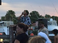Blowing a conch shell at the Polynesian&nbsp;Review